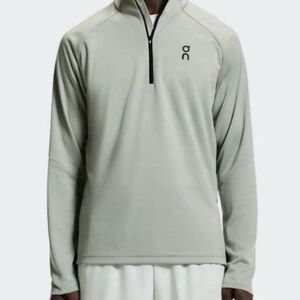 On Running Men's Sage Green Quarter-Zip Performance Jacket